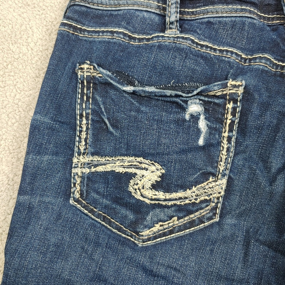 Silver Jeans Co. Suki Capri - Womens 34x25 Blue Distressed Mid Rise - VERY GOOD - Picture 13 of 15